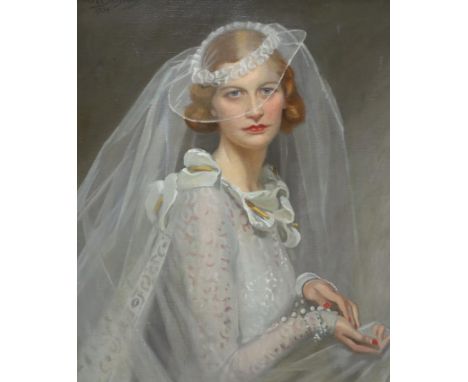 § § Frank O. Salisbury (English, 1874-1962) Portrait of a brideoil on canvassigned and dated 193473 x 60cm***CONDITION REPORT