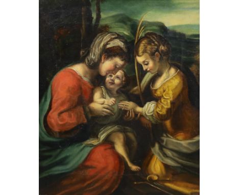 Francesco Gilbert after Antonio Correggio (1489-1534) 'The Mystic Marriage of St Catherine of Alexandria'oil on canvas27 x 23