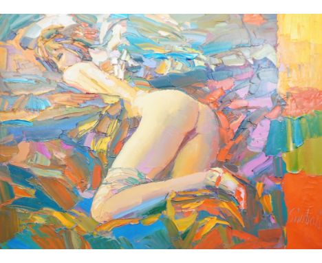 *§ *§ Nicola Simbari (Italian, 1927-2012) 'Pagazza Che Dorme'oil on canvassigned96 x 129cm***CONDITION REPORT***In honest unt