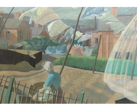 § § James Cresser Tarr (British, 1905-1970) 'Monday'tempera on boardartist label verso55 x 74cm***CONDITION REPORT*** Good un