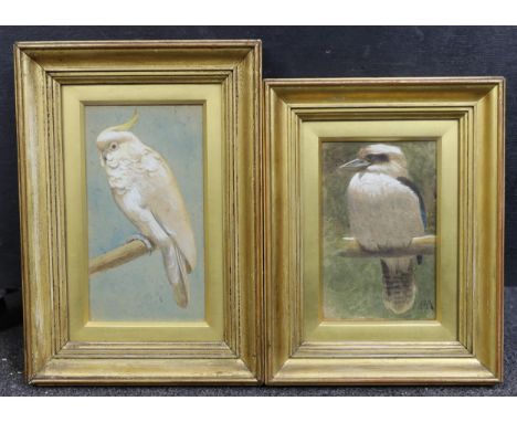 Henry Stacy Marks R.A., (British, 1829-1898) Kookaburra & Scarlet Crested Cockatoowatercolour and gouache (2)monogrammed14 x 