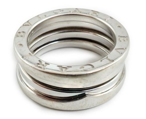 A modern Italian Bulgari 18ct white gold B. Zero1 ring, size H, 8.4 grams.***CONDITION REPORT***Surface scratches in places a