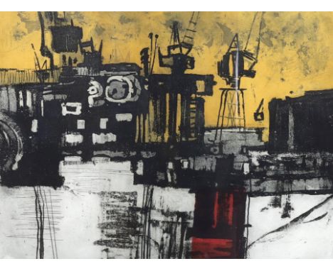 Norman Ackroyd (English, b.1938) ‘Dock’ (East India Dock) 1962etching and aquatint printed in colours, on wovesigned in penci