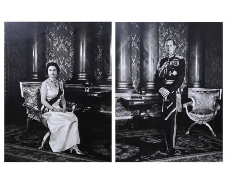 Anthony Buckley (British, 1912-1993) A pair of framed black and white portrait photographs of Queen Elizabeth II and Prince P