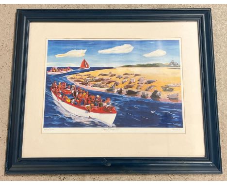 Brian Lewis Norfolk artist, large signed limited edition print entitled "Seal Trip III" from 1996. Numbered 322/500, signed, 