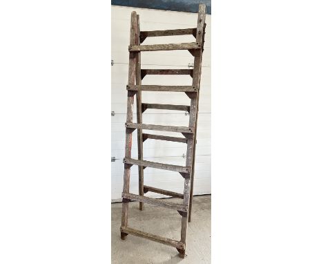 A large vintage wood folding trestle, ideal display item. Approx. 220cm tall x 66cm wide. 