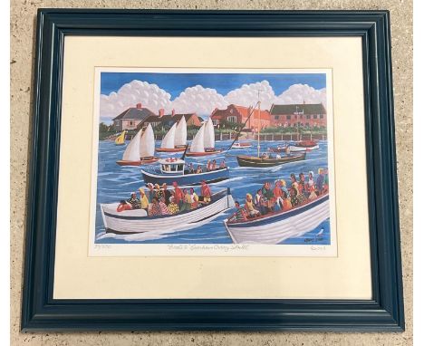 Brian Lewis Norfolk artist, signed limited edition print entitled "Boats II" - Burnham Overy Staithe, from 2000. Numbered 39/
