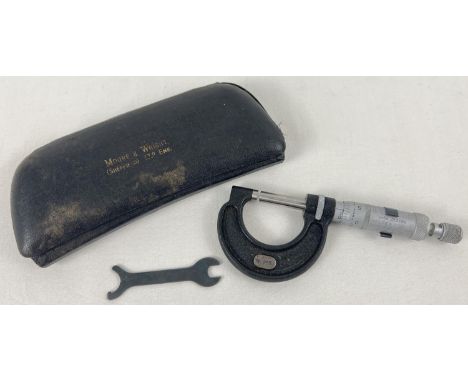 A vintage Moore &amp; Wright Ltd cased No. 965 micrometer with spanner. 