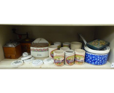 Vintage kitchenware: to include two coffee grinders and TG Green ware 