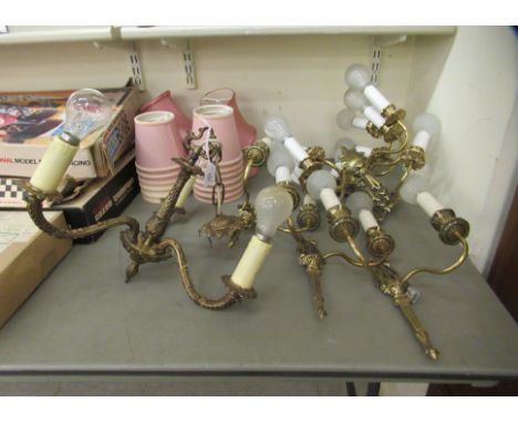 Interior lighting: to include a cast metal, three branch hanging centre light&nbsp; 12"drop&nbsp; 16"dia 