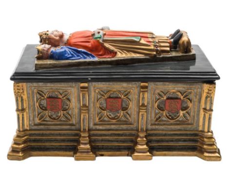 A large Chamberlain &amp; Co. [Worcester] inkstand and cover in the form of King John's tomb: in the choir of Worcester Cathe