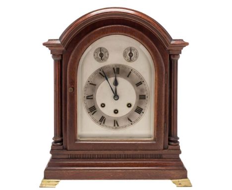 Gustav Becker, a mahogany mantel clock: the eight-day duration movement striking the hours on a gong and chiming the quarters