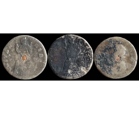 James II, Charles II and William &amp; Mary, three tin farthings: (3).