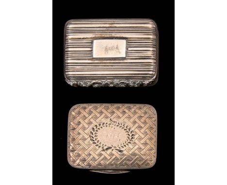 A George III silver vinaigrette, maker Matthew Linwood, Birmingham, 1810: monogrammed, of rectangular outline with engine tur