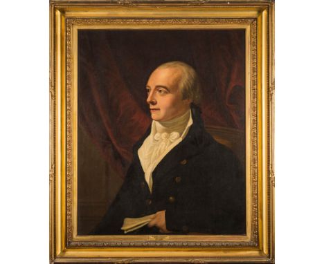 Attributed to George Francis Joseph [1762-1812]-Portrait of Prime Minister Spencer Perceval,:-bust-length, in an interior, ho