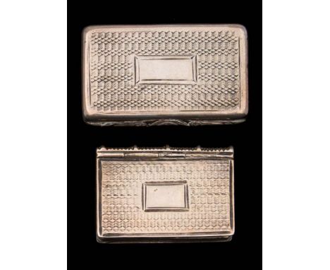 A William IV silver vinaigrette, maker Taylor & Perry, Birmingham, 1832: of rectangular outline with engine turned decoration