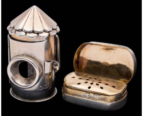 A Victorian silver novelty cigar cutter, maker EHW, London, 1886: in the form of a night watchman's or policeman's lantern, w