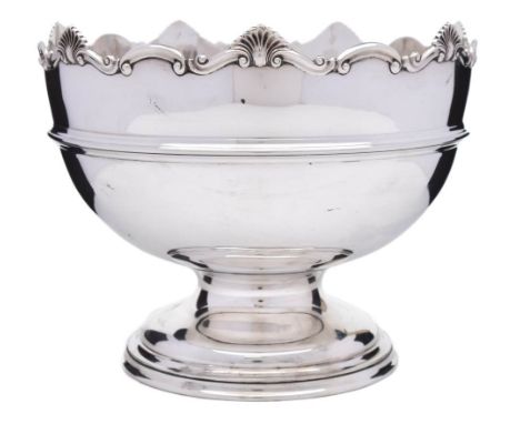 An Edward VII silver pedestal punch bowl, maker James Dixon &amp; Sons Ltd, Sheffield, 1907: of circular outline with shell a