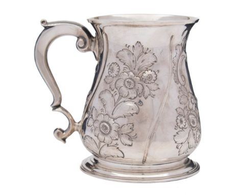 A George II silver mug, maker Richard Gurney &amp; Thomas Cook, London, 1739: of baluster form with later foliate embossed de