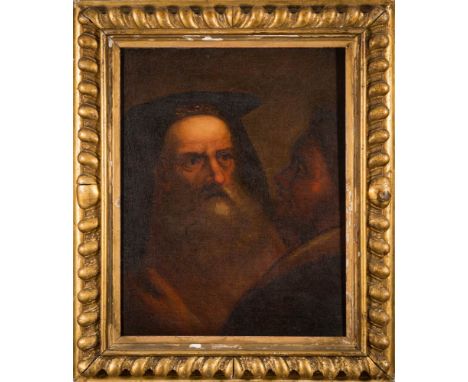Northern European School 17/18th Century-A plea to an Elder Cleric,:-oil on canvas, 50 x 40cm, together with a contemporary  
