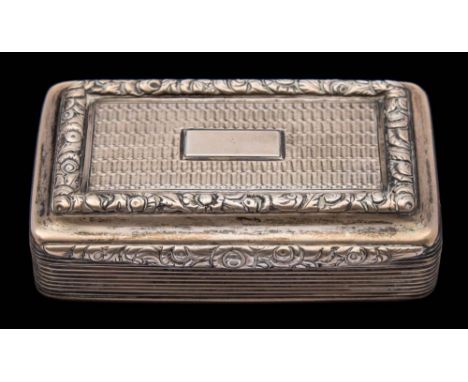 A William IV silver snuff box, maker Edward Smith, Birmingham, 1830: of rectangular outline, hinge lid with foliate border, e
