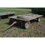 14’ x 7’ flat rack hay wagon, Montgomery Ward 3000 gear, 15” tires
