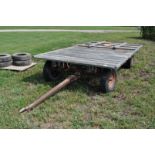 14’ x 7’ flat rack hay wagon, Montgomery Ward gear, 14” tires