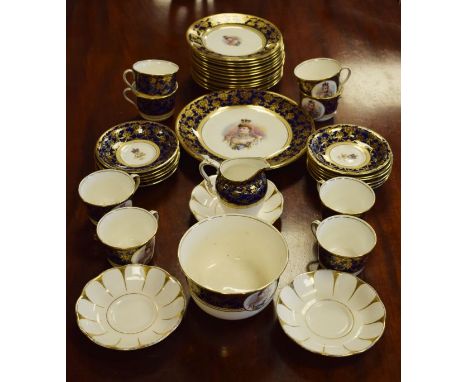 Bishop & Stonier tea service commemorating the Coronation of King George V, each piece decorated with a portrait of King Geor