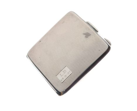 George VI engine turned silver cigarette case, Birmingham 1937, 2.6oz approx   Condition: 
