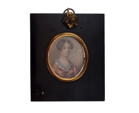 19th Century English School - Oval miniature - Portrait of a lady, framed   Condition: 