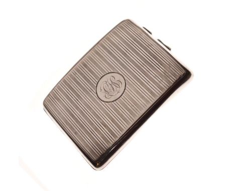 George VI engine turned silver cigarette case, 4.3oz approx   Condition: 