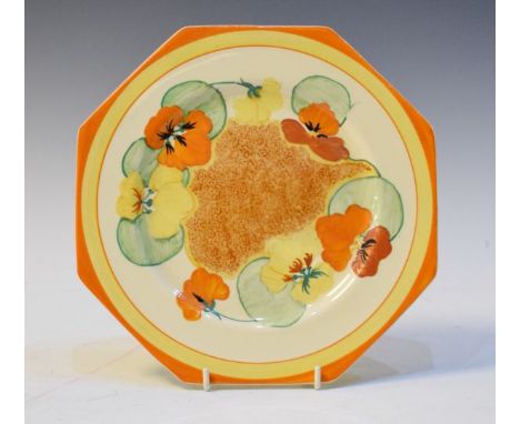 Clarice Cliff octagonal plate decorated with the Nasturtium pattern   Condition: 