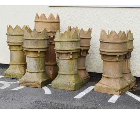 Seven vintage terracotta crown chimney pots   Condition: 