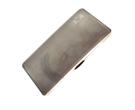 George VI engine turned silver cigarette case, Birmingham 1945, 6.9oz approx   Condition: 