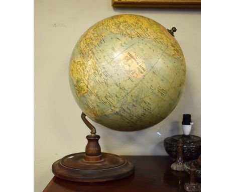 Vintage Philips 14" Terrestrial Globe, the beech stand with Air Ministry marks   Condition: 