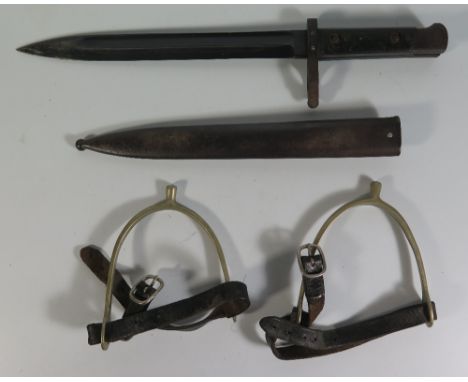 A Pair of Spurs and bayonet with scabbard