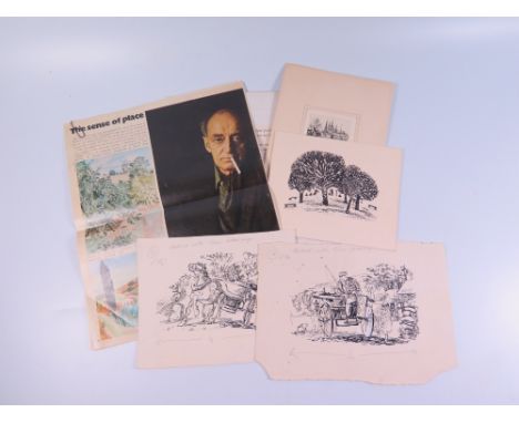 Ian Ribbons, Two Pen and Ink Drawings 1957, 15 x 9 cm etc