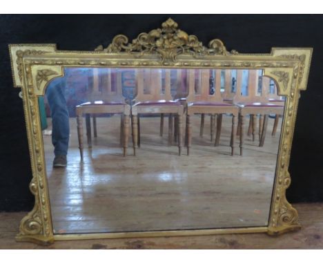 A Victorian Gilt Gesso Overmantle Mirror, 130 x 93 cm