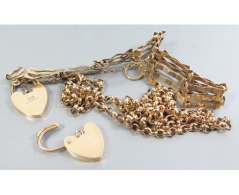 9ct Gold Gate Link Bracelet and necklace, 19.3g