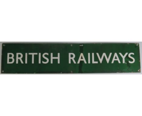 A Green British Railways Enamel Sign, 69 x 15 cm