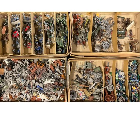 Toys, Modelling Interest - a collection of small scale painted plastic soldiers, various poses and regiments, some small scal