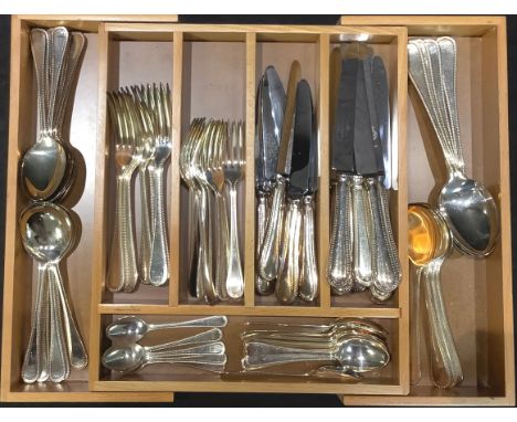 A set of silver plated and stainless steel flatware, by Kings of Sheffield, comprising ten dinner knives, six salad knives, e