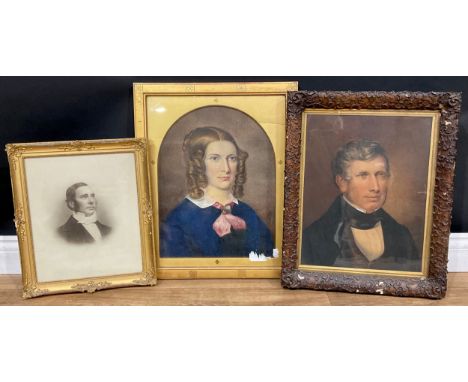 Victorian SchoolPortrait of a Girl, her hair in Ringlets, 44cm x 33cm;  another, Portrait of a Gentleman, wearing a black nec
