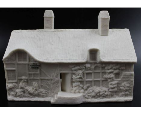 A W.H. Goss bisque ceramic model of Ann Hathaway's cottage, Shottery, Stratford upon Avon, having open back to accept a night