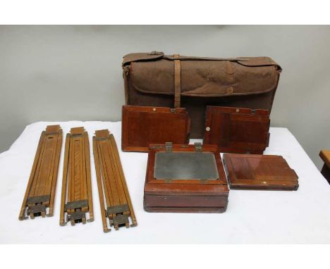 A canvas cased camera, plus accessories