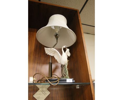 A SWAN TABLE LAMP WITH SHADE