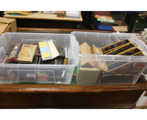 TWO BOXES OF MAGIC LANTERN SLIDES 