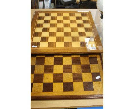 PAIR OF WOODEN CHESS BOARDS