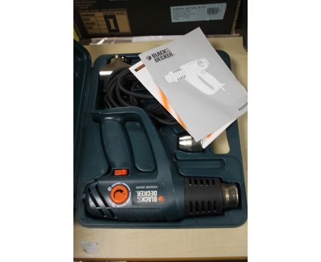 BLACK AND DECKER KX200K HEAT GUN WITH INSTRUCTIONS TOGETHER WITH A BLACK AND DECKER 330W JIGSAW WITH BLADES AND A BLACK AND D