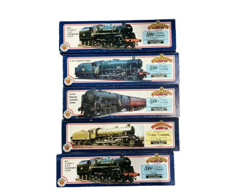 Five Bachmann Branch Line ‘00’ gauge locomotives, comprising 31104 BR Standard Loco Class 4 4-6-0 locomotive no. 75003 in gre